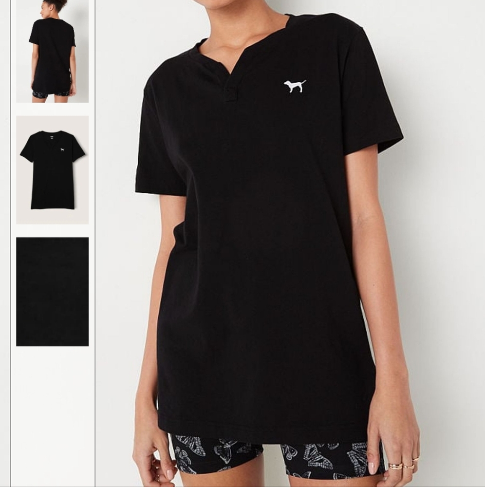 Victoria's Secret PINK Black Campus T-shirt Size Small